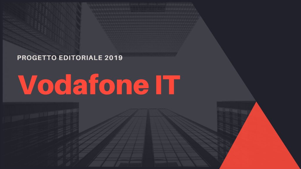 a dark slide with red elements with "Vodafone editorial plan 2019" title